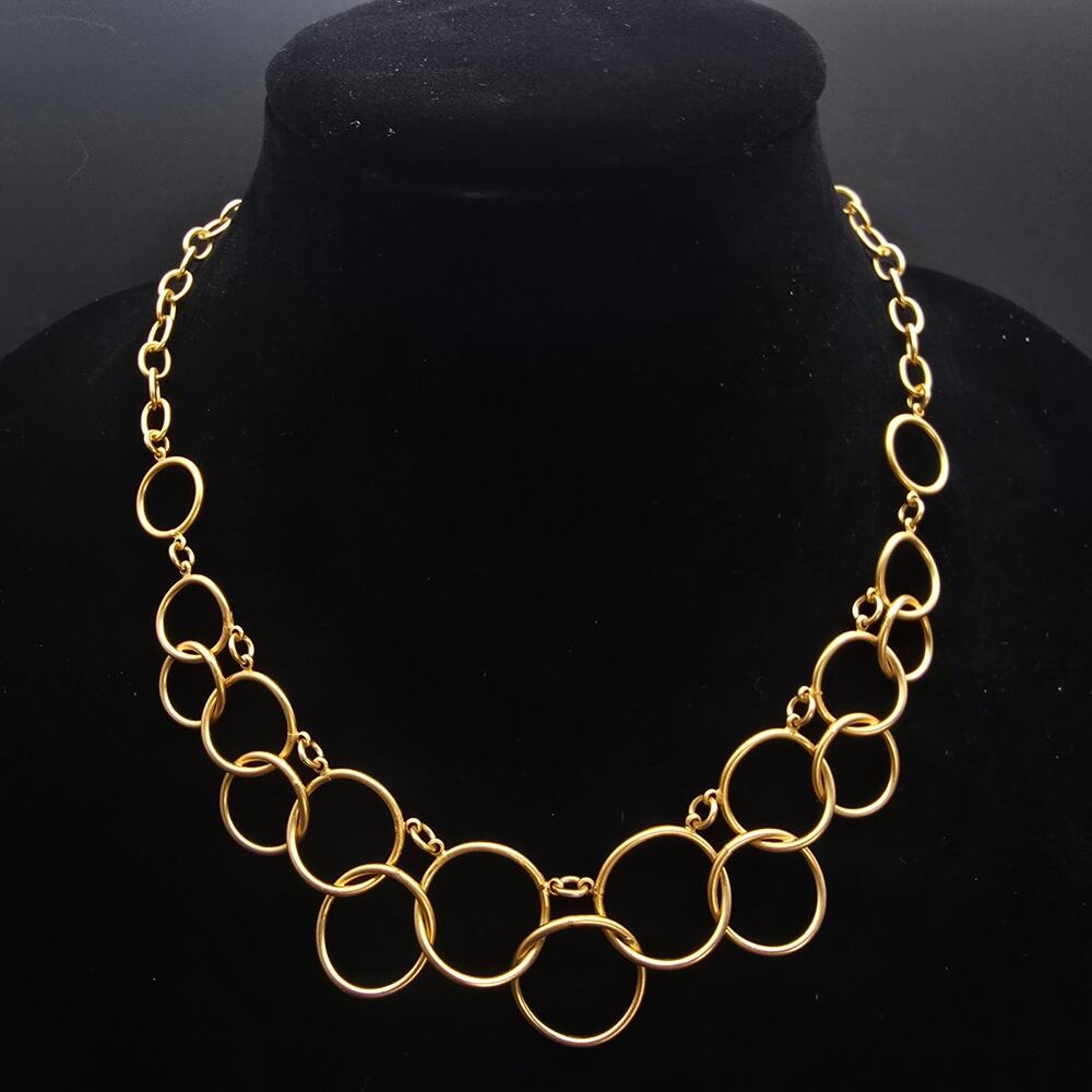 Premier Designs Gold Tone Circle Link Necklace Layered Bib